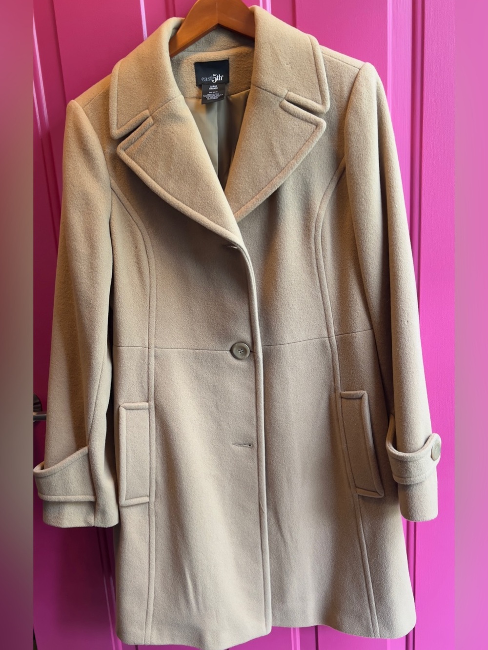East 5th Classic Camel Single-Breasted Trench Coat